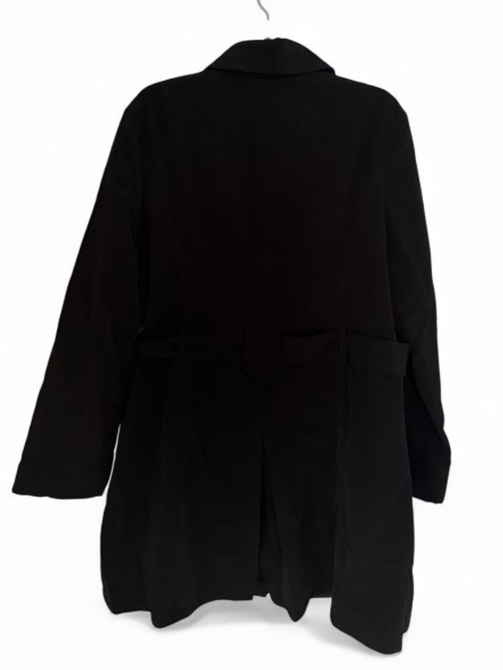 New York & Company Black Knee length Trench Dress Rain Coat with Belt XL - Picture 2 of 7